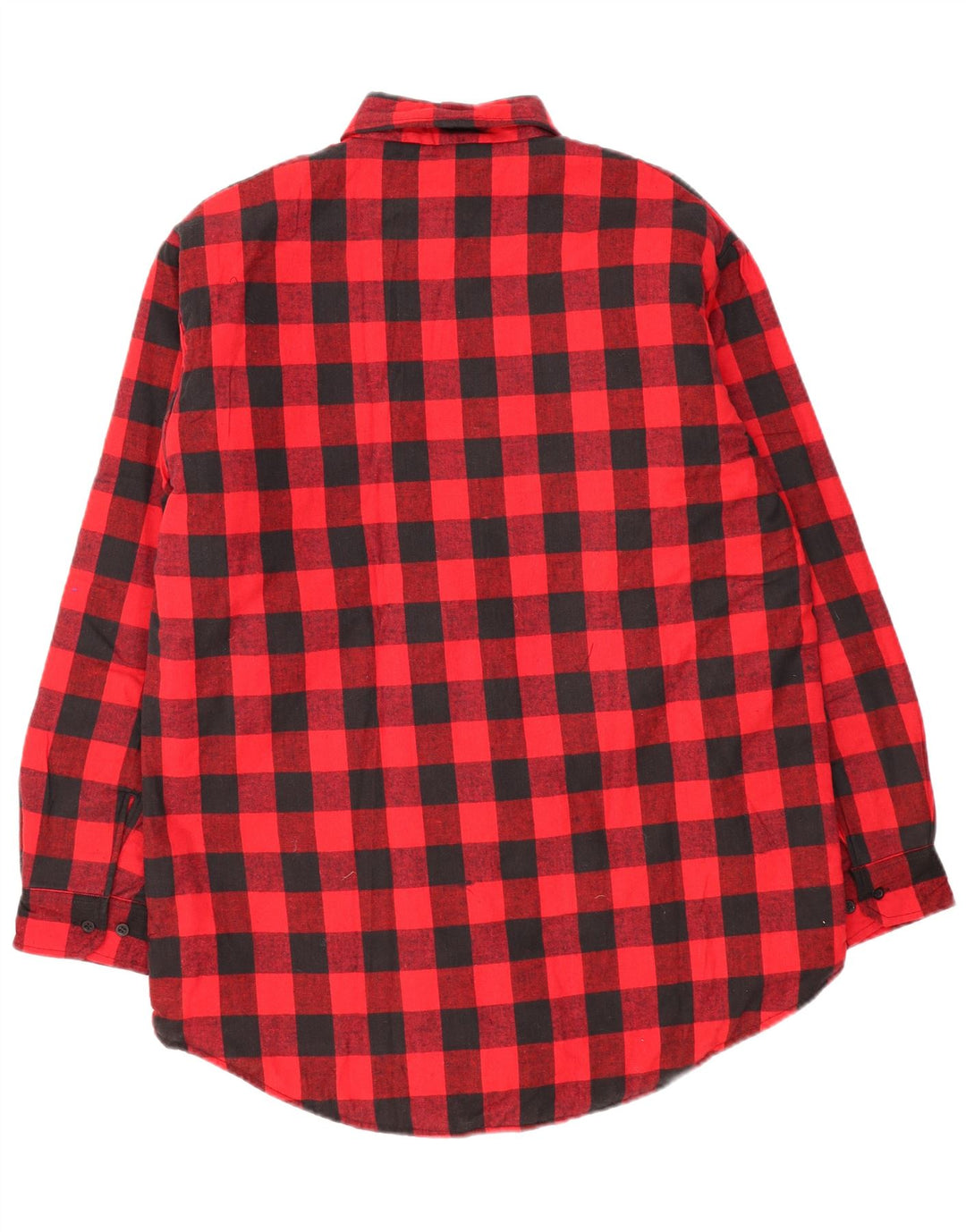 Vintage hombres leñador franela camisa grande rojo gingham algodón