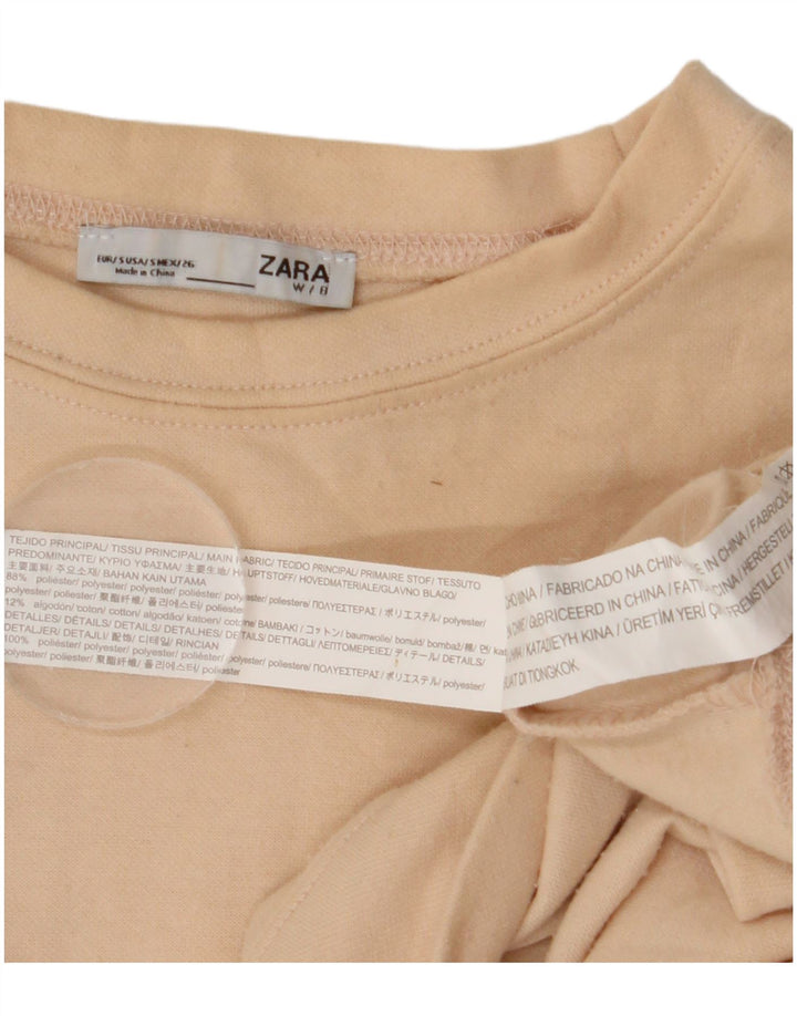 Zara Mujer Crop Sudadera De Gran Tamaño Jersey UK 10 Small Off White
