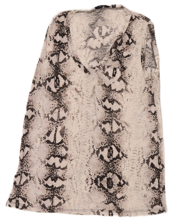 Liu Jo Blusa sin Mangas para Mujer UK 8 Small White Animal Print Viscosa