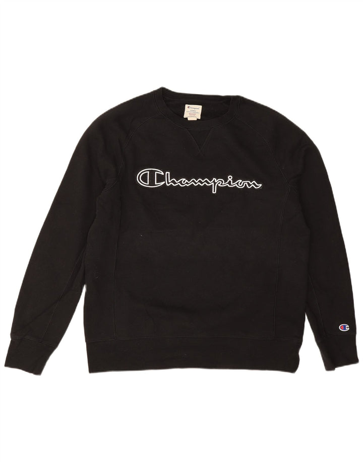 Champion Sudadera Con Estampado Gráfico Jumper De Algodón Negro Mediano