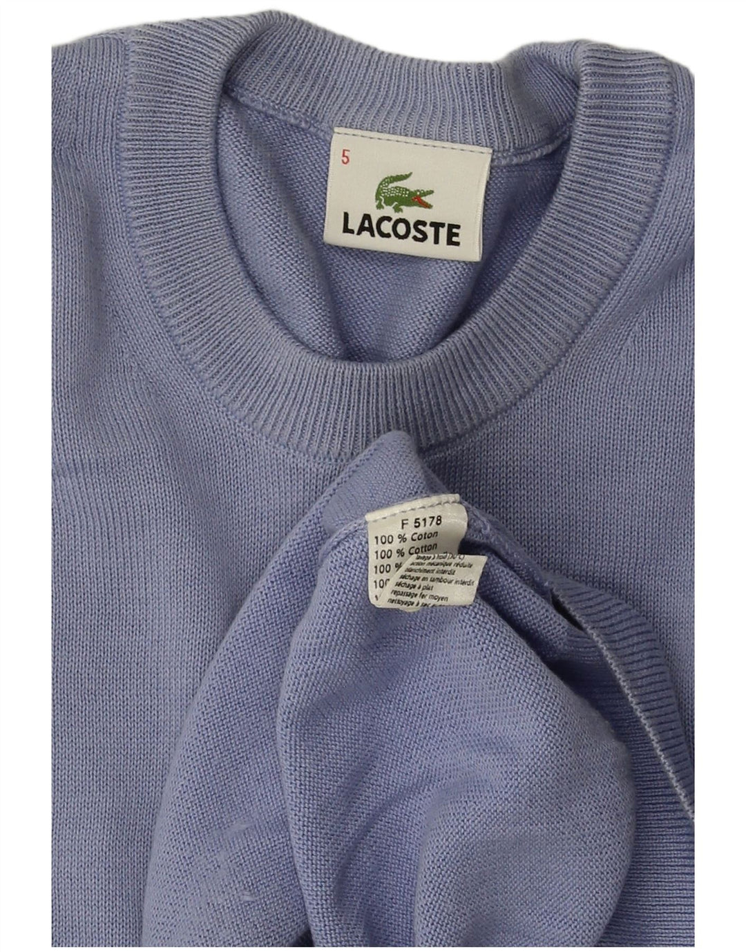LACOSTE Jersey de cuello redondo para hombre talla 5 grande algodón azul