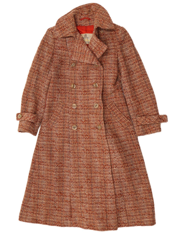 Abrigo cruzado para mujer Aquascutum UK 42 Lana a rayas marrón medio