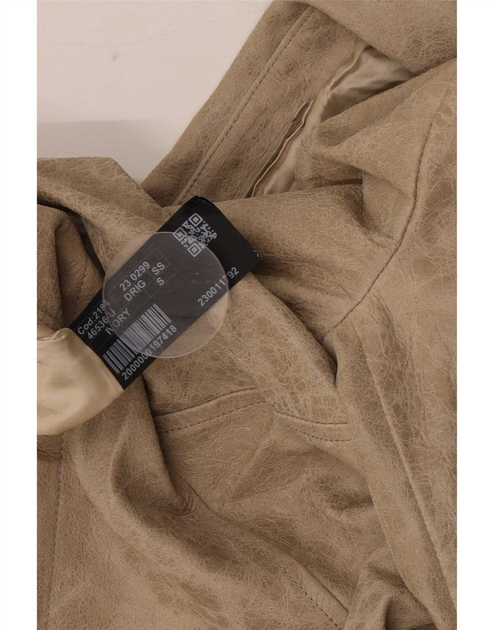 Vintage hombres cuero biker chaqueta Reino Unido 36 pequeño cuero beige