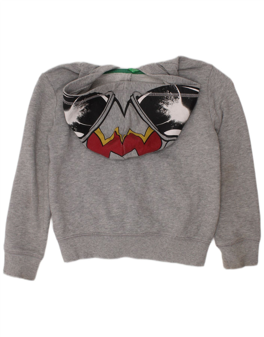 Benetton Sudadera con capucha y cremallera gráfica para niños 5-6 años Gris