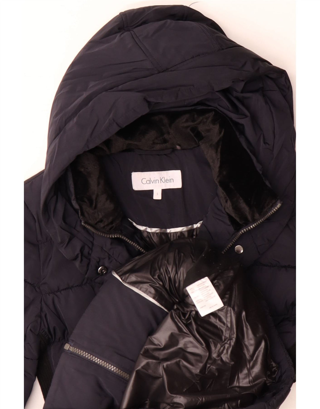 CALVIN KLEIN Abrigo acolchado extragrande para mujer UK 10 Small Azul marino
