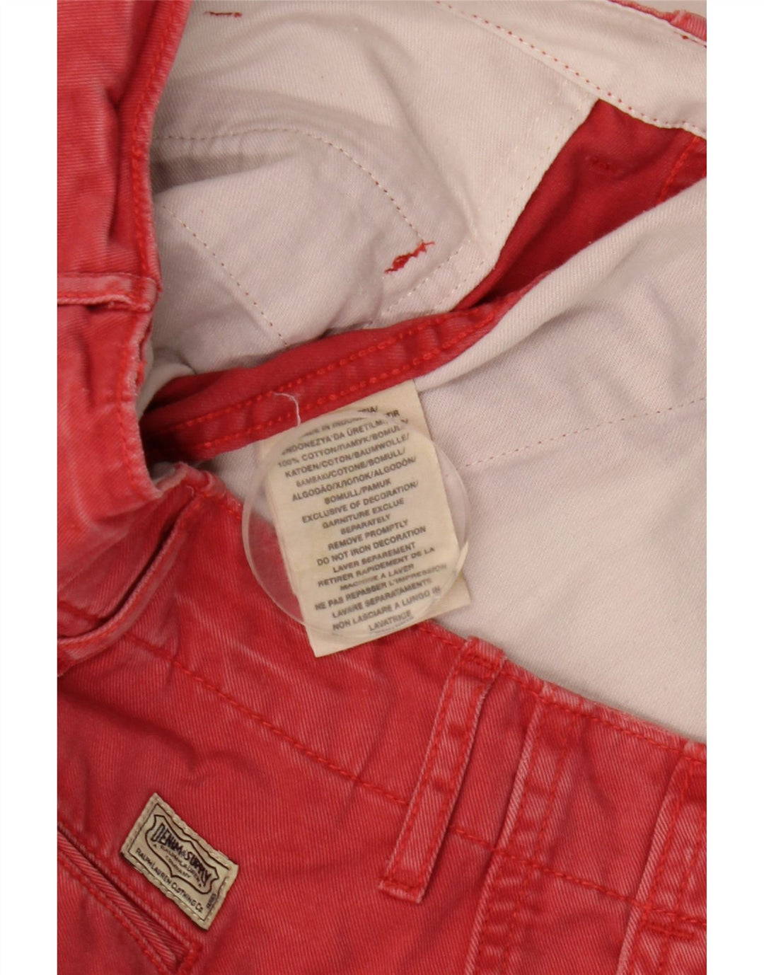 Ralph Lauren Pantalones cortos chinos Denizen para hombre W32 Algodón rojo medio