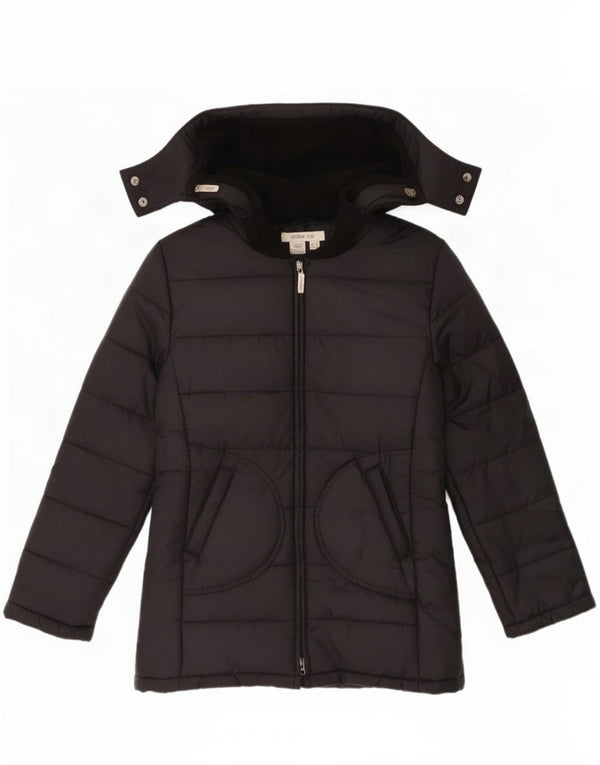 Zara Mujer Chaqueta Acolchada Con Capucha UK 44 Mediana Nylon Negro