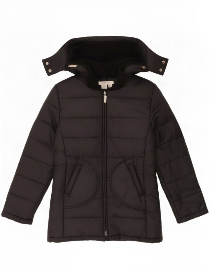 Zara Mujer Chaqueta Acolchada Con Capucha UK 44 Mediana Nylon Negro