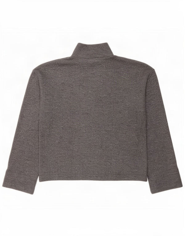 Zara Mujer Suéter De Cuello Alto De Gran Tamaño UK 10 Small Gris Algodón