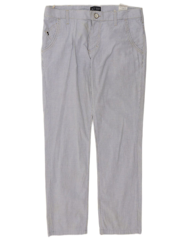 Armani Hombre Pantalones Chinos Rectos W32 L30 Algodón A Rayas Azul