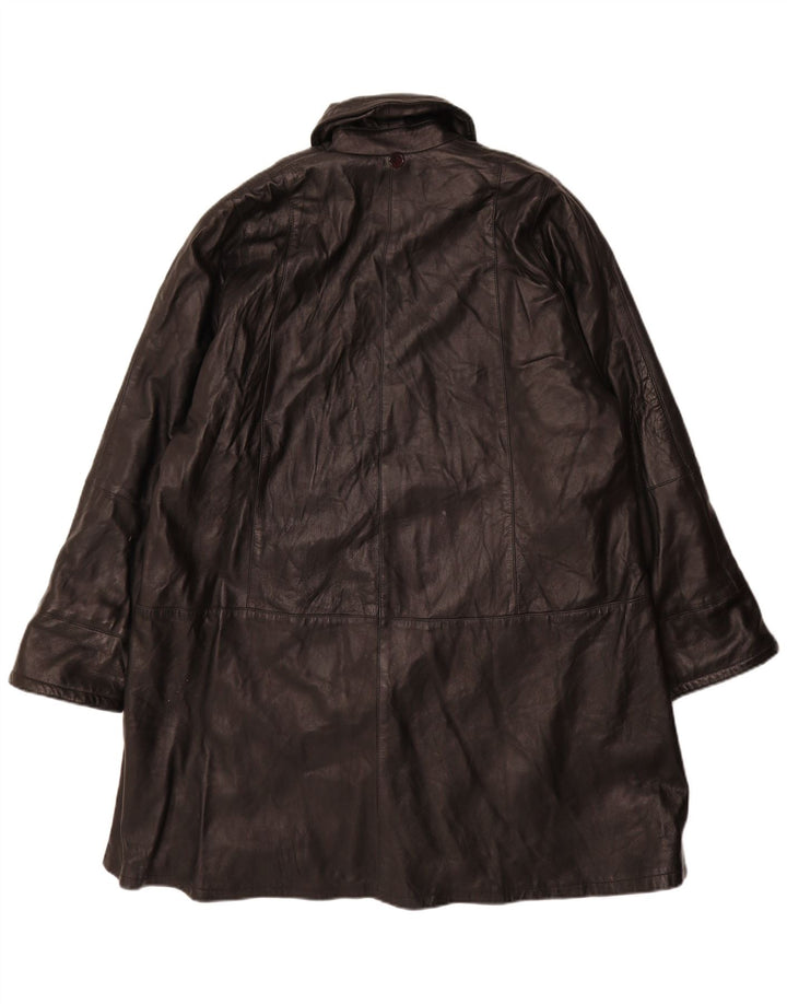 Vintage mujeres suelta ajuste cuero abrigo Reino Unido 14 cuero negro medio
