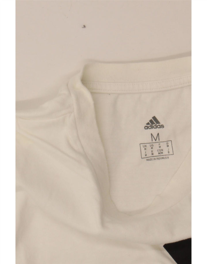 ADIDAS Mens Graphic T-Shirt Top Medium White Cotton Vintage Adidas and Second-Hand Adidas from Messina Hembry 