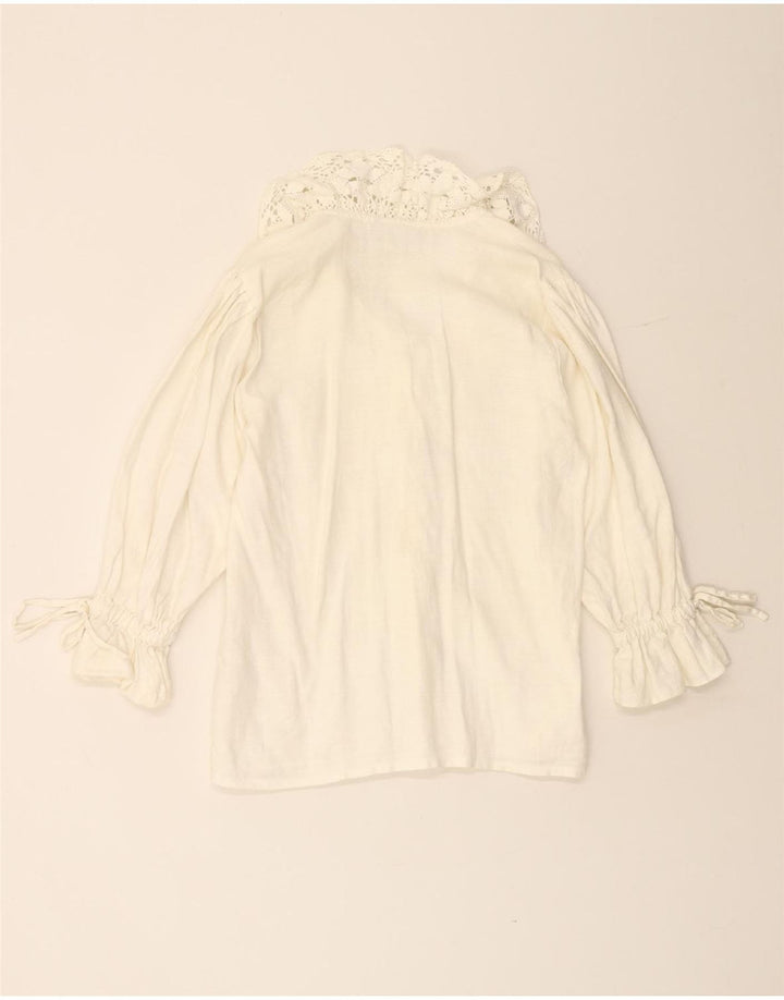 HESS FRACKMANN Blusa camisera de manga 3/4 para mujer EU 38 Medium Off White Linen