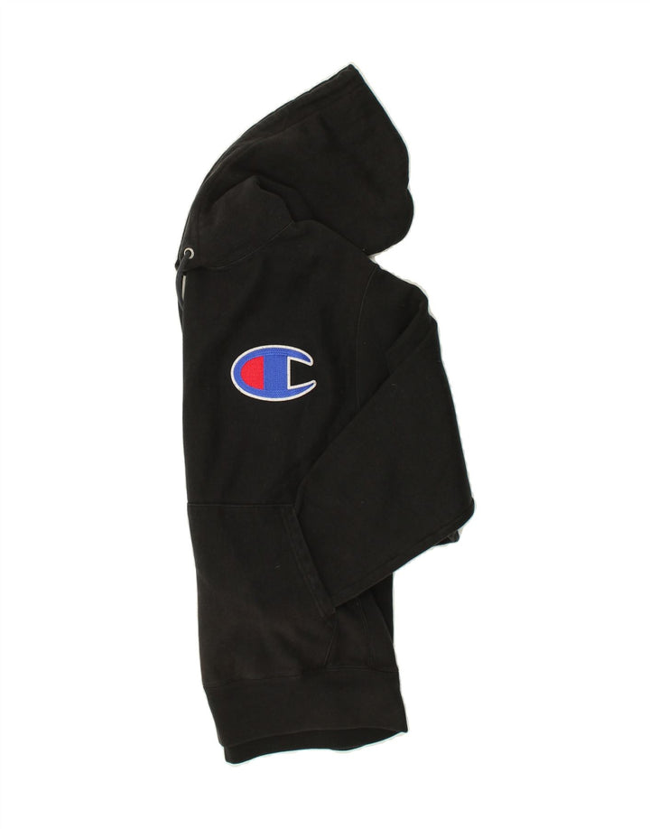 CHAMPION Mens Graphic Hoodie Jumper Medium Black Cotton Vintage Champion and Second-Hand Champion from Messina Hembry 