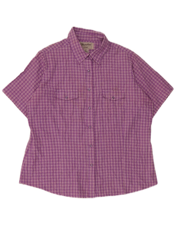 Wrangler Camisa de manga corta para mujer ES 40 XL Algodón a cuadros morado