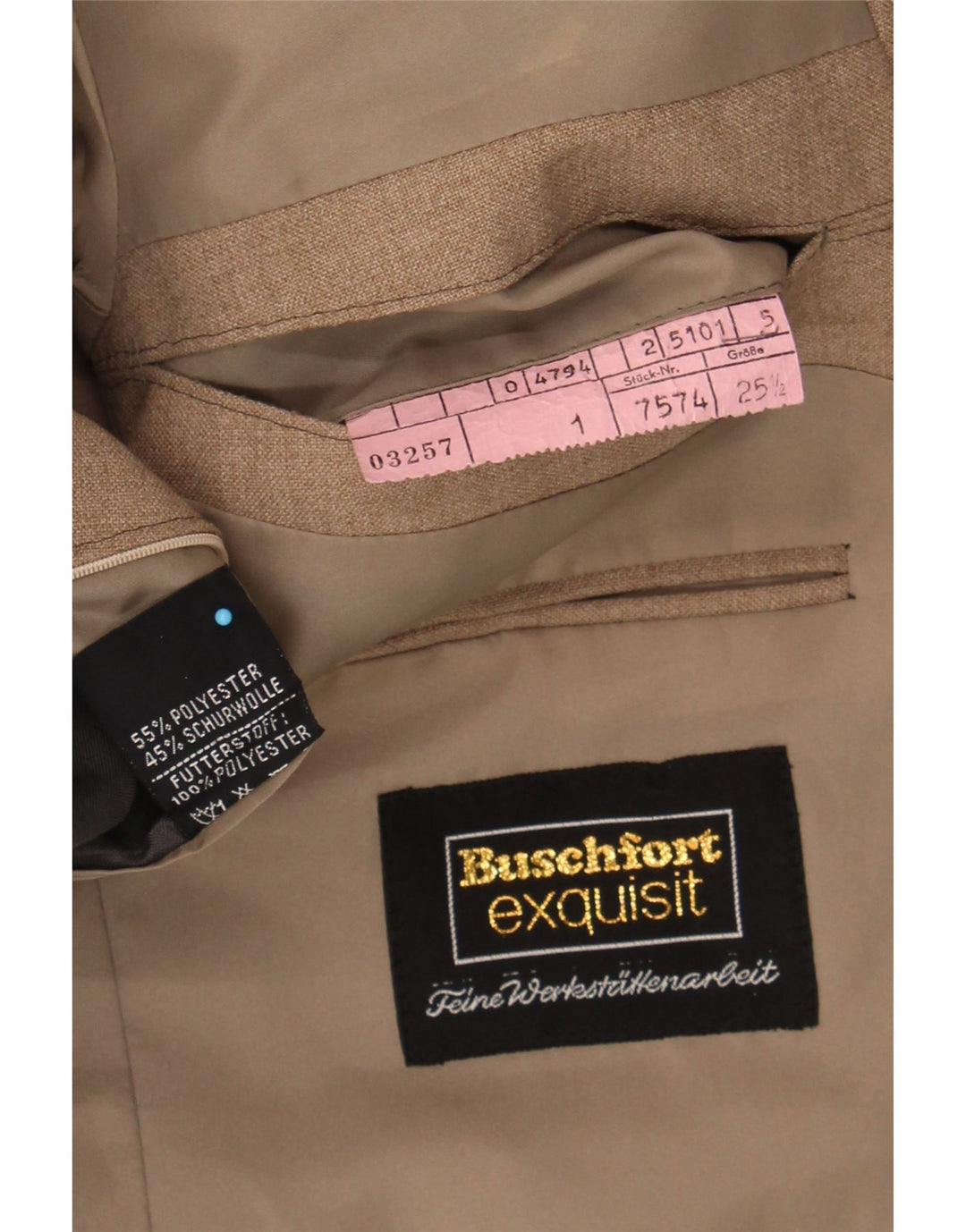 BUSCHFORT EXQUISIT Mens 2 Button Blazer Jacket UK 38 Medium Brown Vintage Buschfort Exquisit and Second-Hand Buschfort Exquisit from Messina Hembry 