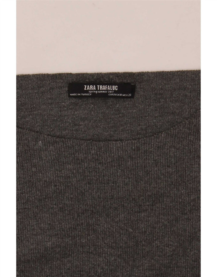 Zara Mujer Top Extragrande Manga Larga UK 44 Gris Medio