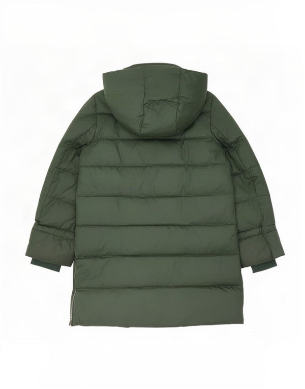 Zara Mujer Abrigo Acolchado Extragrande Con Capucha UK 40 Small Verde Poliamida