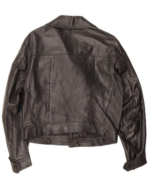 Berrino Chaqueta motera de cuero corta para hombre IT 48 Medium Black