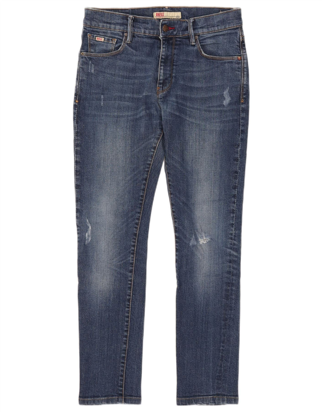Vaqueros ajustados desgastados para mujer Rifle W30 L28 Algodón azul