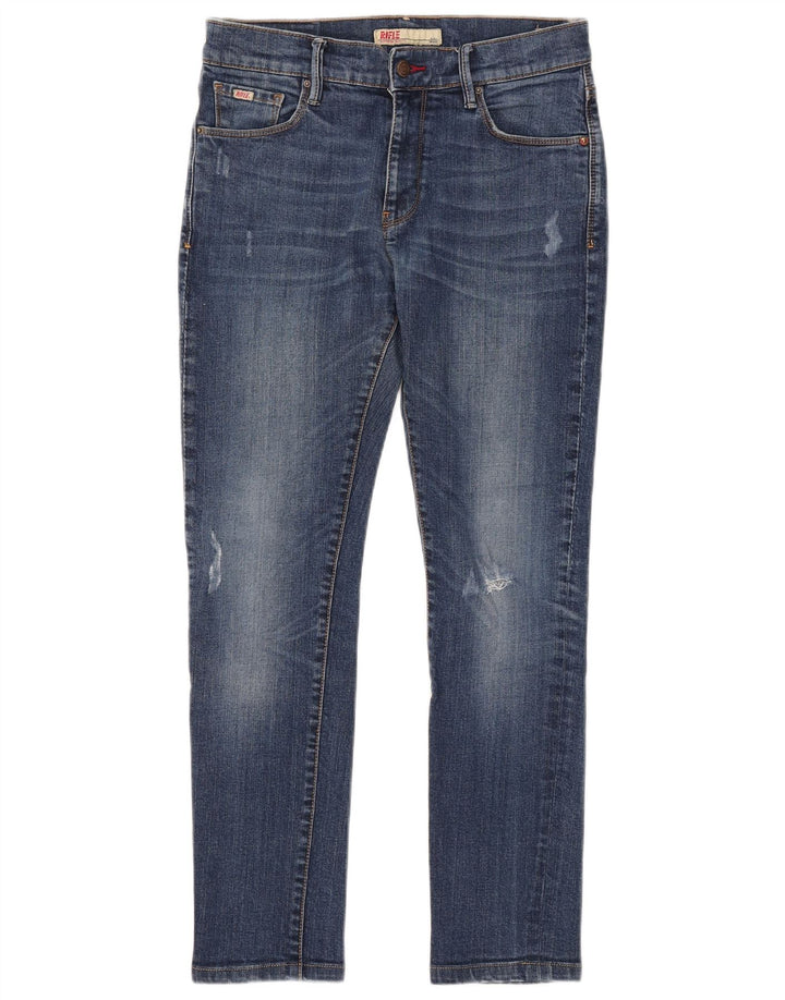 Vaqueros ajustados desgastados para mujer Rifle W30 L28 Algodón azul