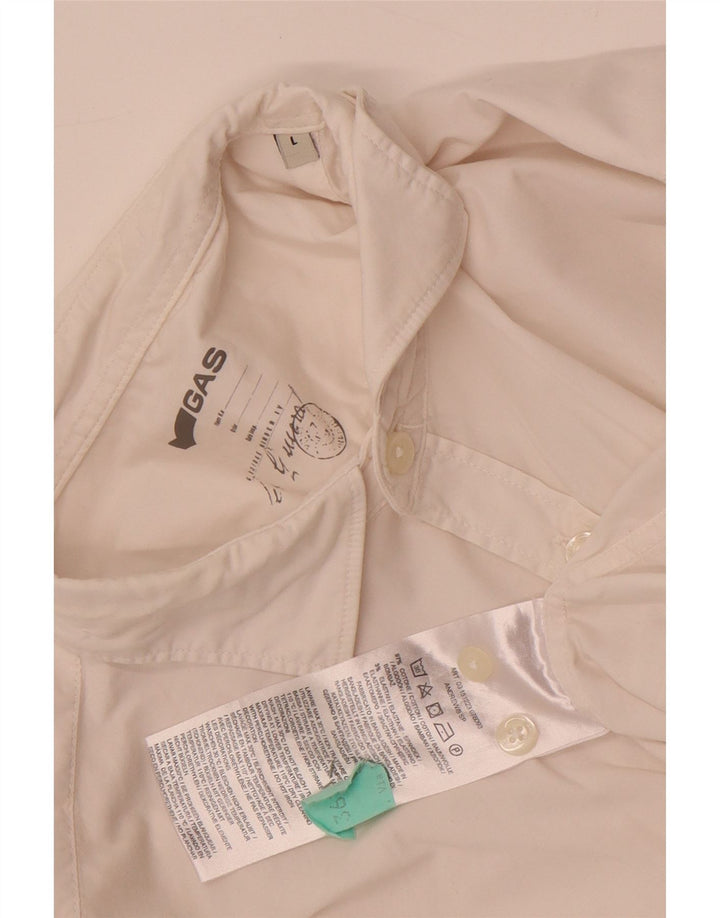 Camisa Gas Hombre Grande Algodón Blanco
