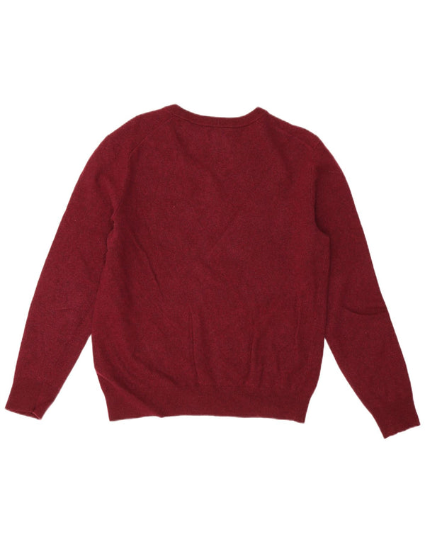 Gant Suéter tipo jersey con cuello en V para mujer UK 44 Large Borgoña Lambswool