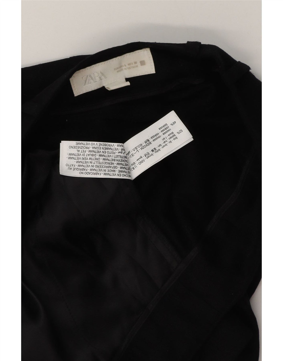 Zara Mujer Pantalones Cortos Chinos Grande W32 Lino Negro