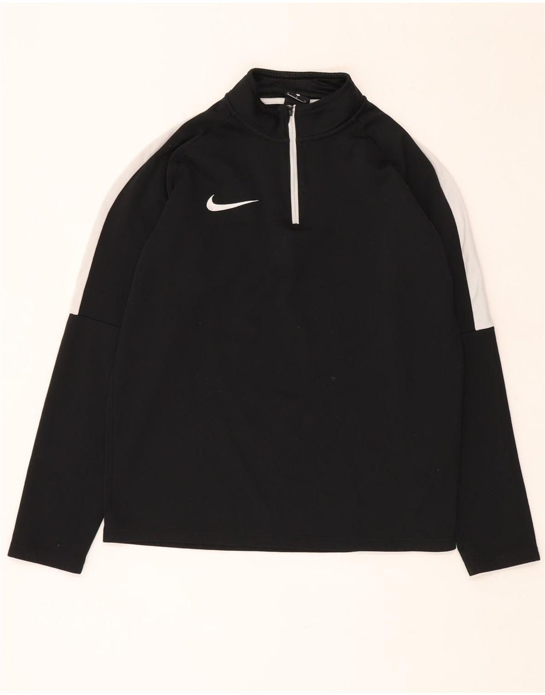 NIKE Hombre Dri Fit Zip Neck Pullover Chándal Top Pequeño Negro Colorblock