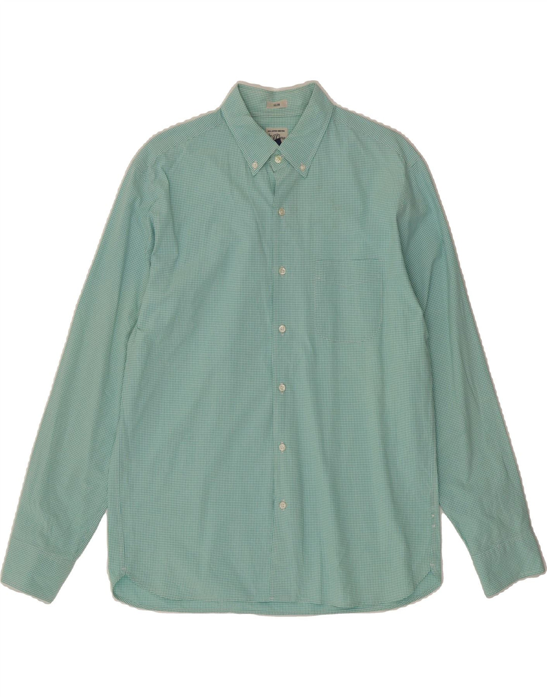 J. CREW Mens Slim Shirt Large Turquoise Gingham Vintage J. Crew and Second-Hand J. Crew from Messina Hembry 