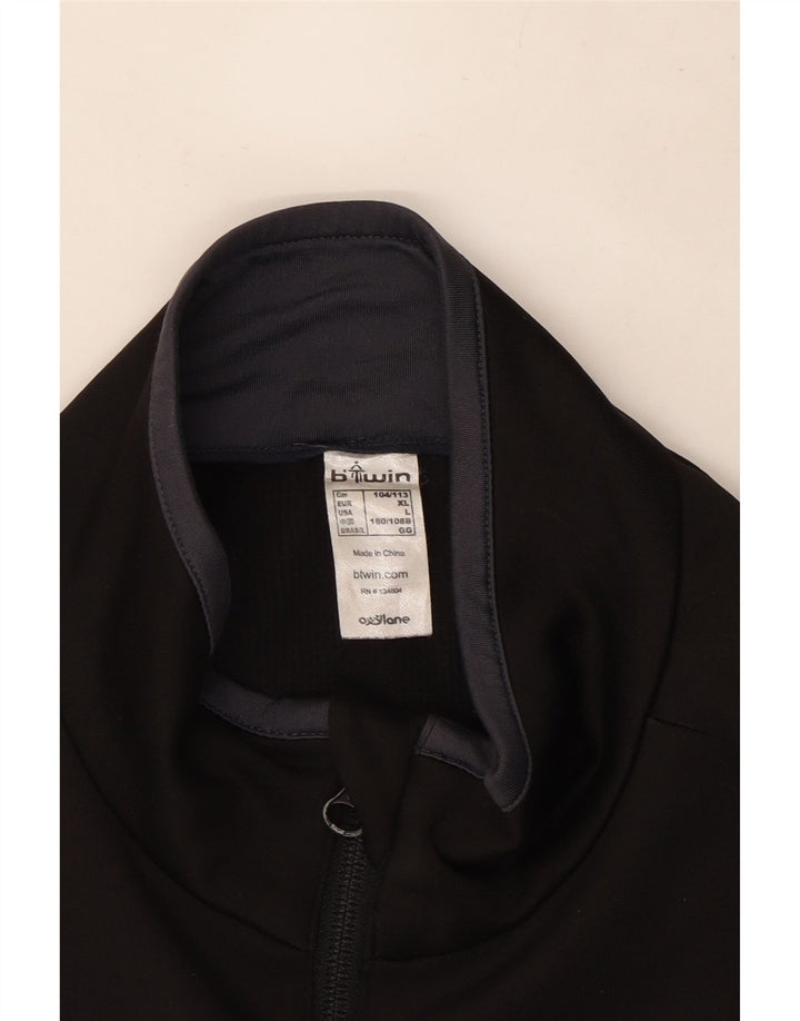 Vintage hombres chándal top chaqueta grande poliéster negro