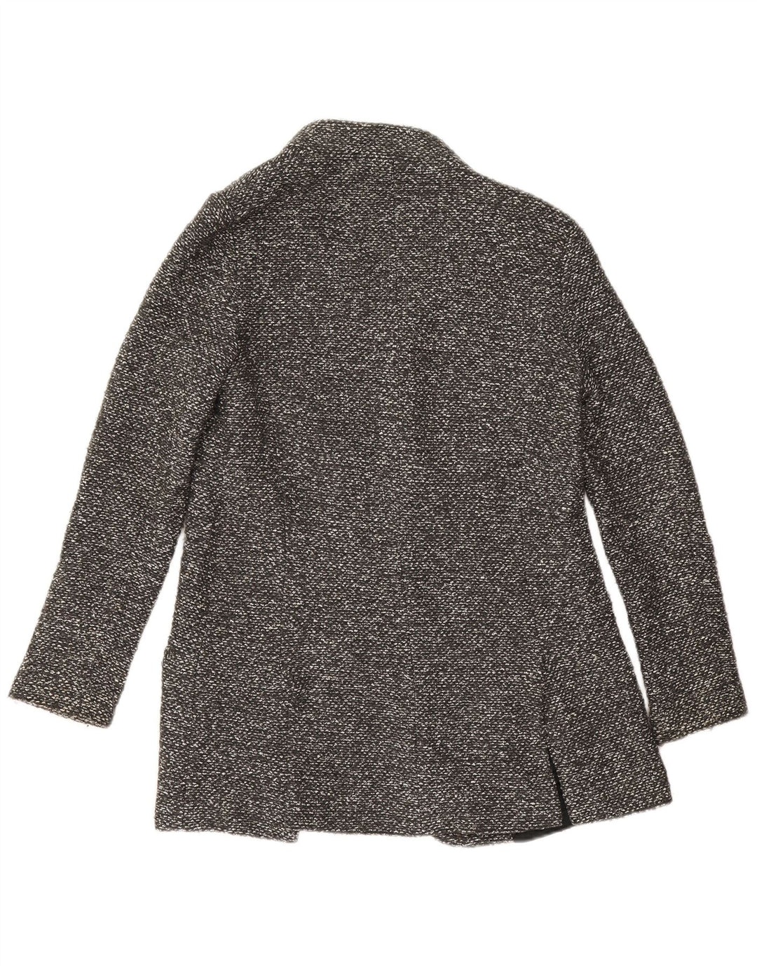 Zara Mujer Chaqueta Americana Larga Abierta UK 10 Small Gris Moteado