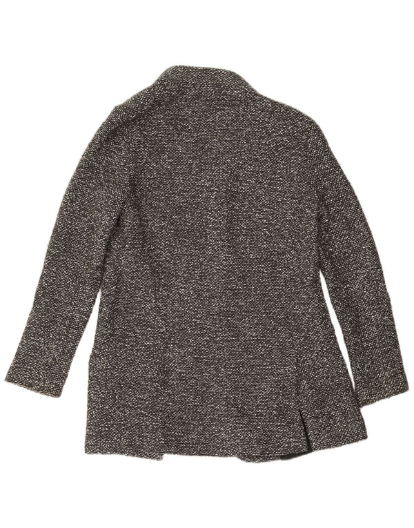 Zara Mujer Chaqueta Americana Larga Abierta UK 10 Small Gris Moteado