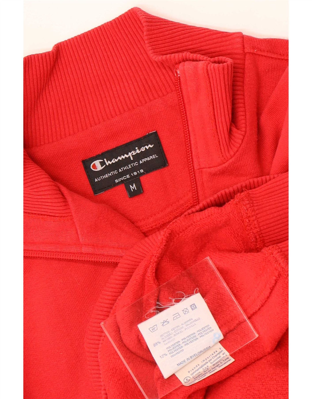 Champion Sudadera con cuello y cremallera para mujer UK 14 Medium Red Cotton