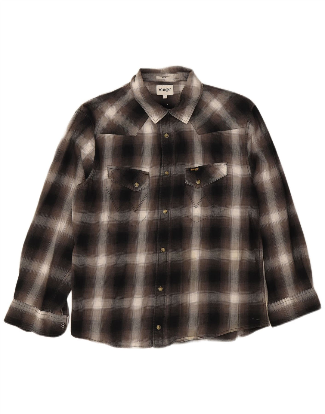 Wrangler Camisa ajustada para hombre de algodón a cuadros negros grande