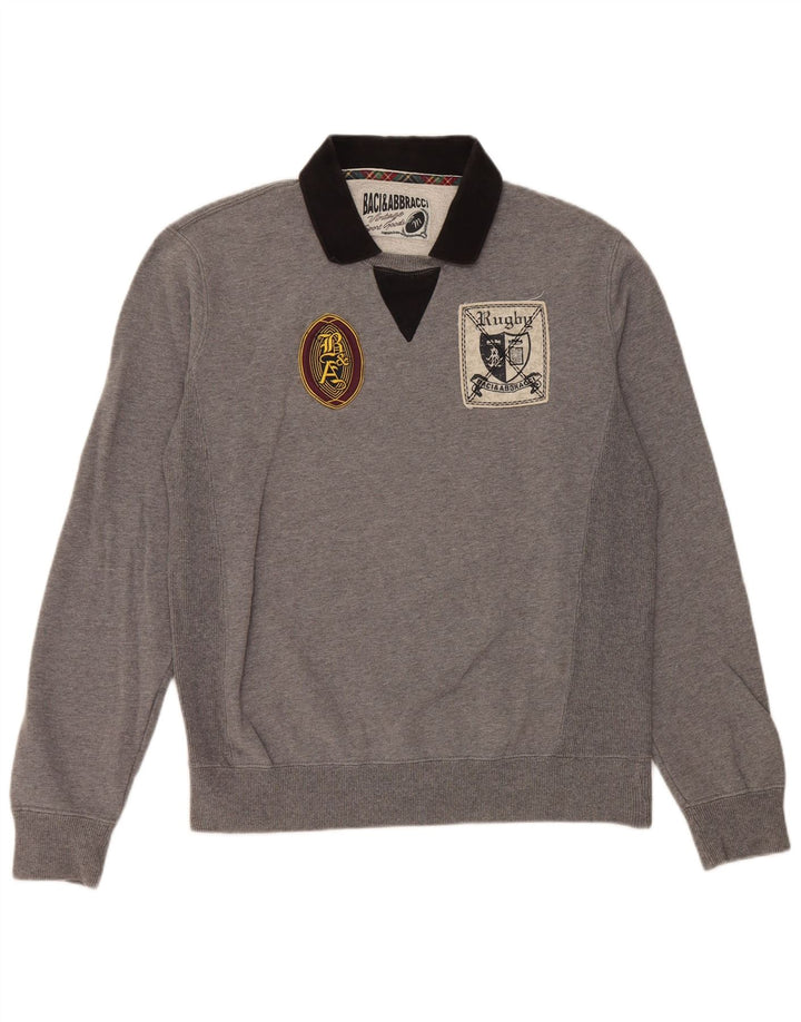 BACI & ABBRACCI Hombre Sudadera Gráfica Jersey Gris Medio Colorblock