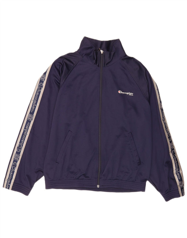 Champion Mens Graphic Chándal Top Chaqueta Pequeña Azul Marino Poliéster
