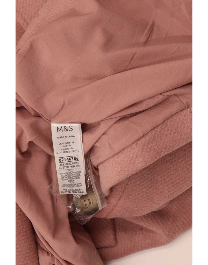 Marks & Spencer Abrigo cruzado para mujer UK 40 XL Poliéster rosa