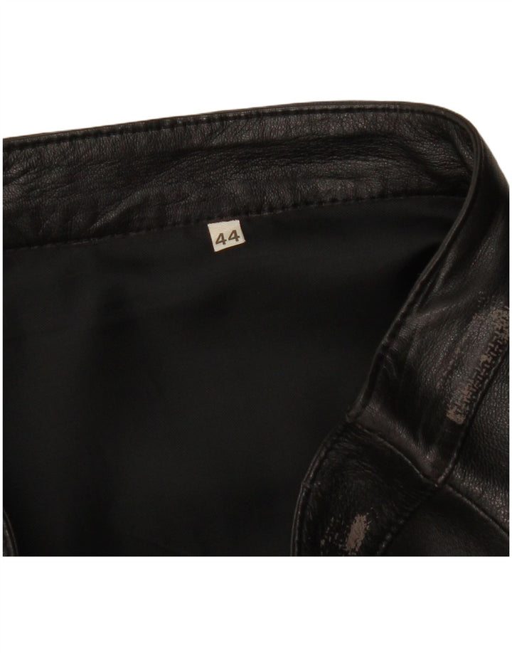 VINTAGE Falda de cuero para mujer IT 44 Mediano W28 Cuero negro