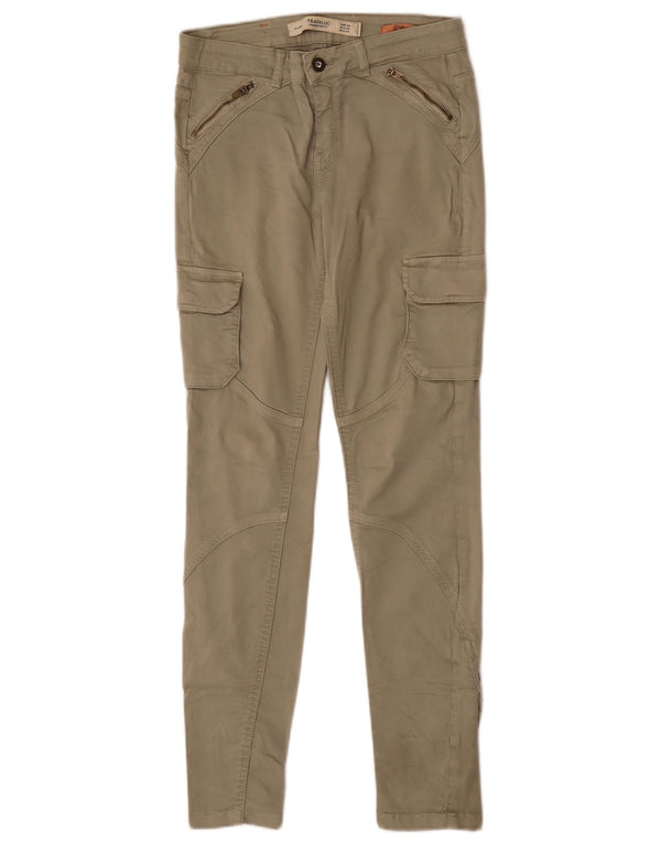 Zara Mujer Pantalones Cargo Slim EU 34 2XS W24 L28 Algodón Caqui