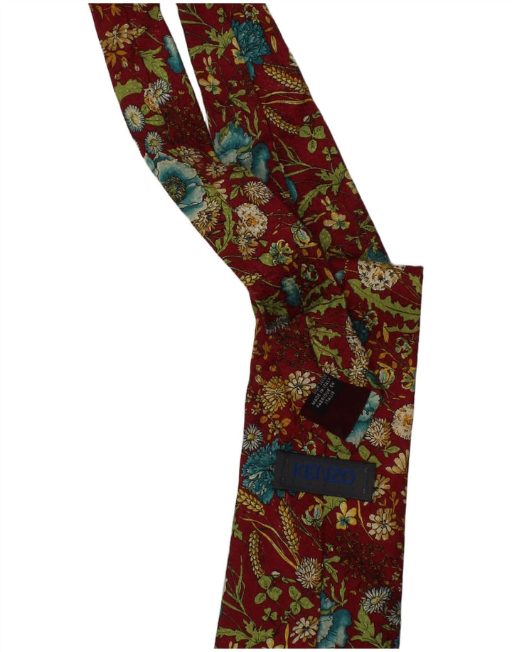Kenzo Corbata para hombre Talla única Borgoña Floral Seda Diseñador