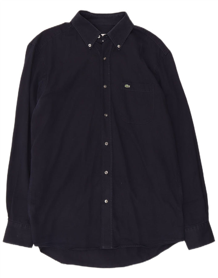 LACOSTE Camisa regular fit para hombre Talla 40 Mediana Azul marino Algodón