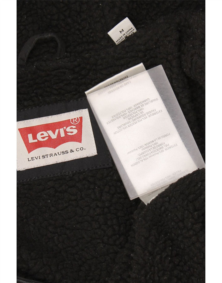 Levi's Chaqueta cortavientos con capucha para hombre UK 38 Mediana Poliéster negro