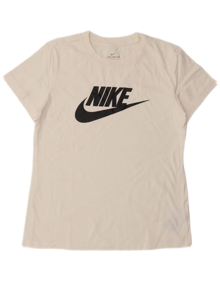 NIKE Camiseta gráfica para mujer Top UK 10 Small White Cotton