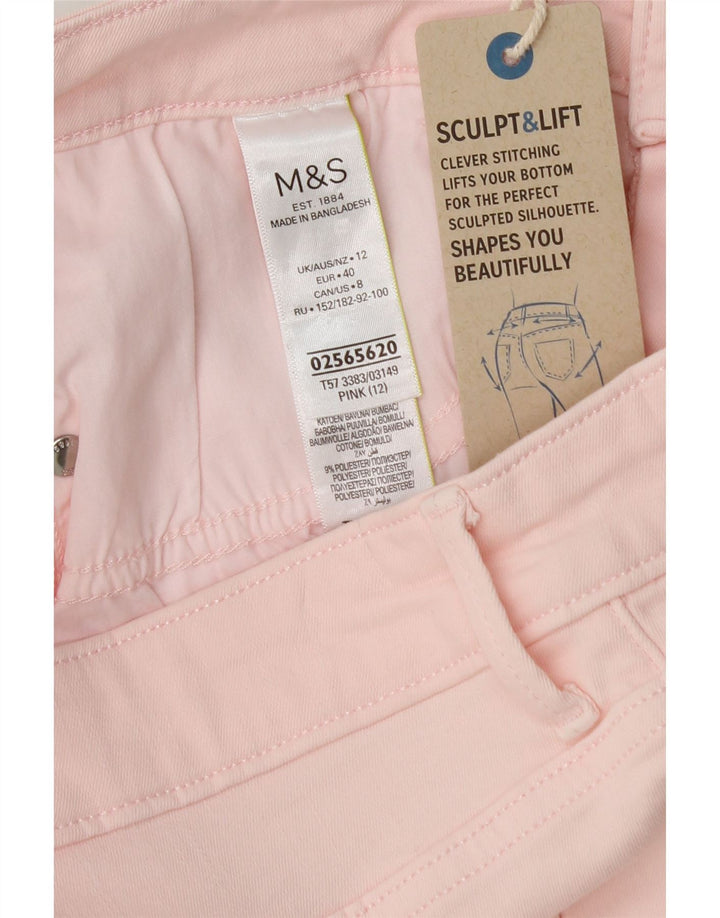 MARKS & SPENCER Pantalones cortos vaqueros para mujer UK 12 Medium W30 Algodón rosa