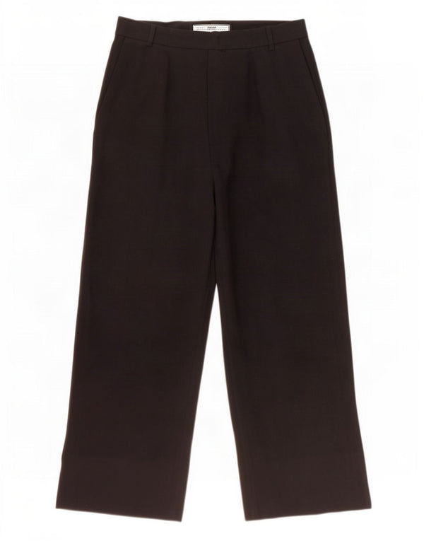 Zara Mujer Pantalones Cortos De Cintura Alta Y Pierna Ancha Medianos W28 L26 Negro