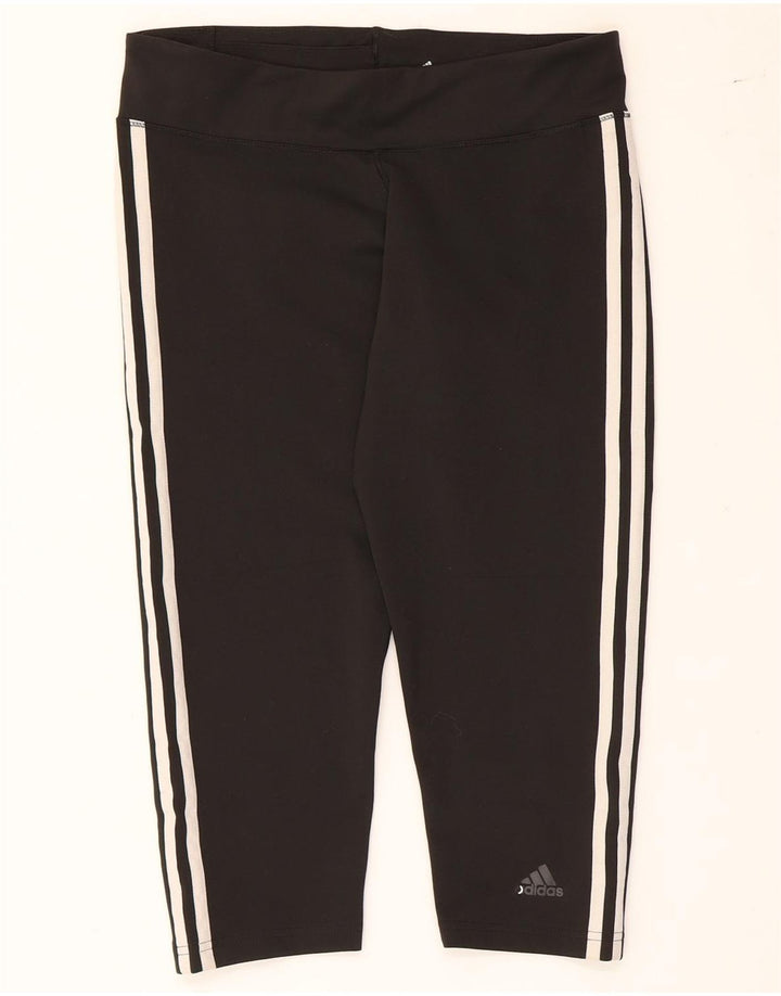 ADIDAS Mujer Climalite Capri Leggings Reino Unido 12/14 Mediano Negro Poliéster