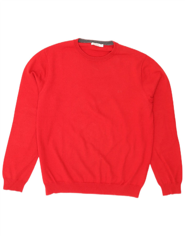 Sun68 Jersey De Cuello Redondo Para Hombre De Lana Roja Mediana