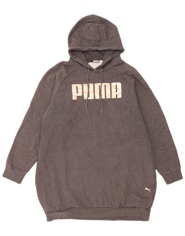 Puma Mujer Longline Graphic Sudadera con capucha Jumper UK 14 Algodón gris medio