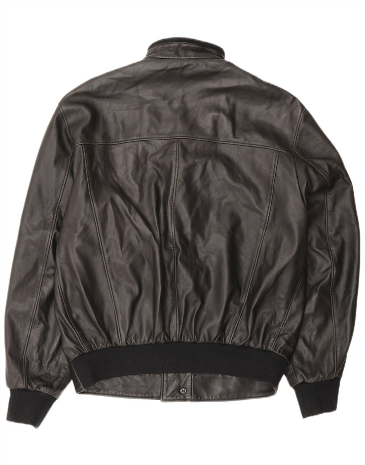 Chaqueta de cuero vintage para hombre IT 48 cuero negro medio